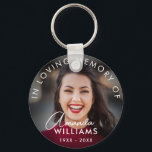 Script Photo Memorial Keepsakes in Loving Memory Key Ring<br><div class="desc">Modern Photo Memorial Keepsakes in Loving Memory keychain</div>