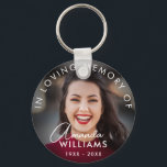 Script Photo Memorial Keepsakes in Loving Memory Key Ring<br><div class="desc">Modern Photo Memorial Keepsakes in Loving Memory keychain</div>