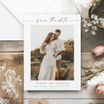 Script Photo Minimal Wedding Save the Date Magnet<br><div class="desc">An elegant script photo save the date magnet with vertical photo and minimal typography. Click the personalise button to customise this design.</div>