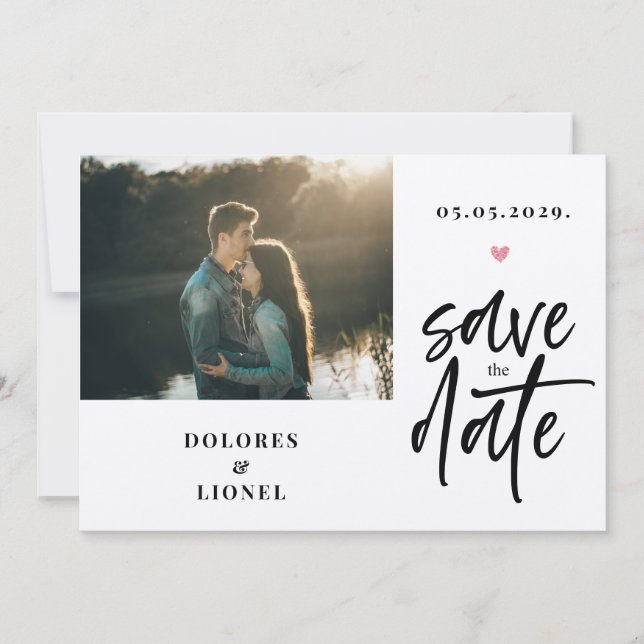 Script Photo Minimalist Save the date Invitation (Front)