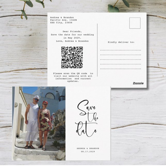 Script Photo Minimalist Save the date  Postcard (Creator Uploaded)