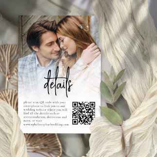 Script Photo Overlay QR Wedding Details Card