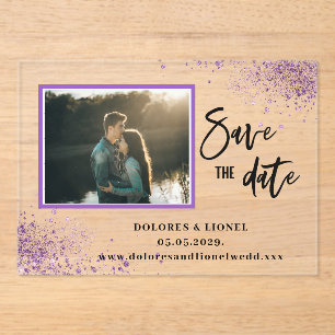 Script Photo Save the date Acrylic Invitations