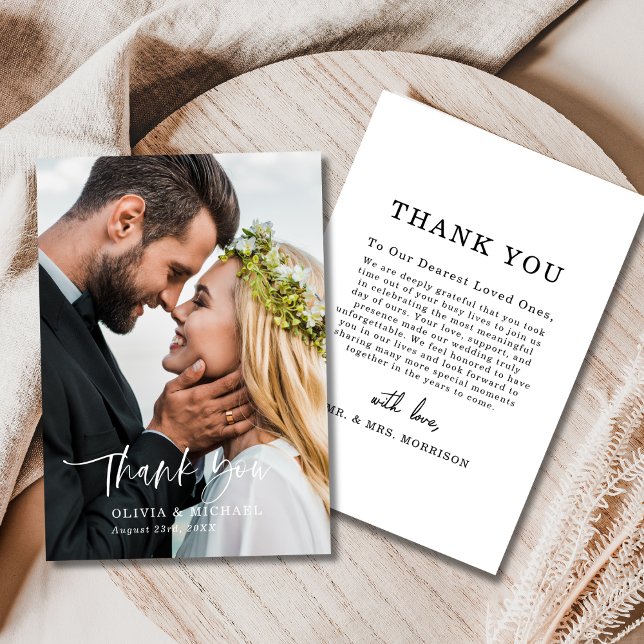 Script Photo Thank You Wedding Elegant Card (Creator Uploaded)