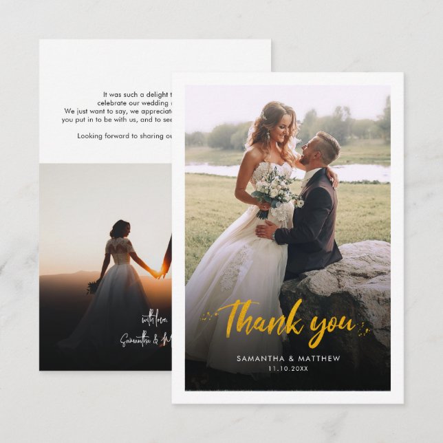 Script Photo Wedding Thank You Card (Front/Back)