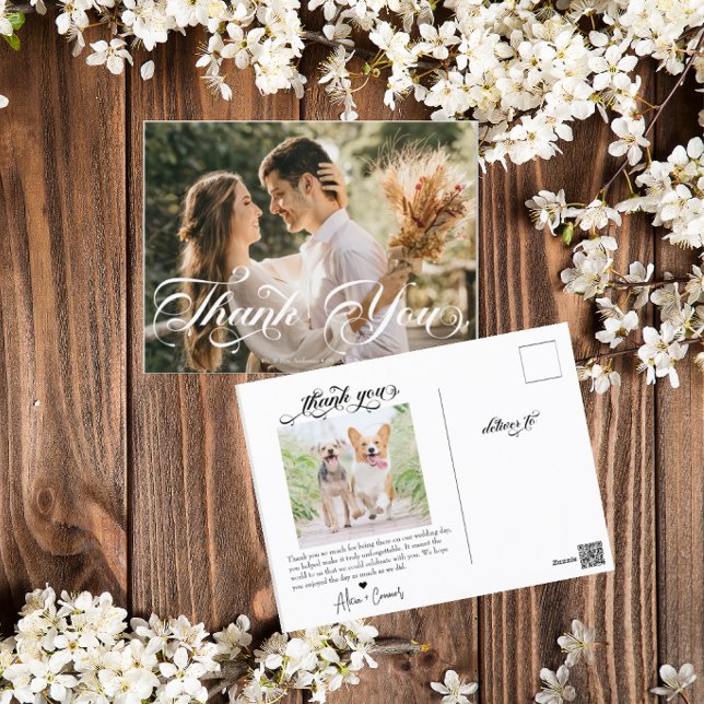  Script Photo Wedding Thank You  Postcard (Creator Uploaded)