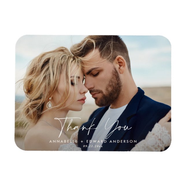 Script photo wedding thank you teracotta modern magnet (Horizontal)