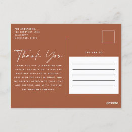 Script photo wedding thank you teracotta postcard