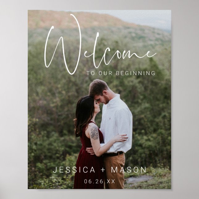 Script Photo Wedding Welcome Sign Poster (Front)