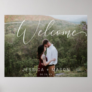 Script Photo Wedding Welcome Sign Printed Poster