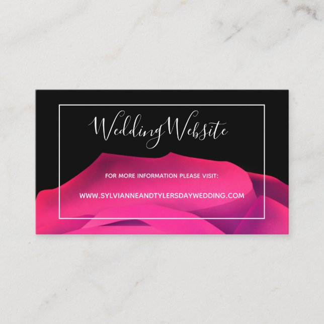 Script Pink Black White Abstract Wedding Website Enclosure Card (Front)