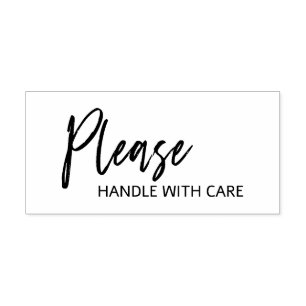 Script Please Handle With Care Rubber Stamp