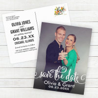 Script Portrait Photo Save the Date