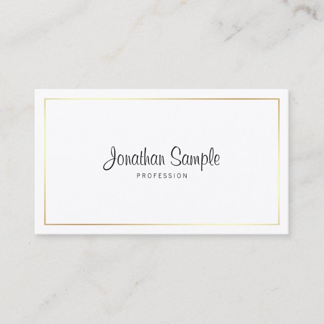 Script Professional Elegant Calligraphy Plain Luxe Business Card (Front)