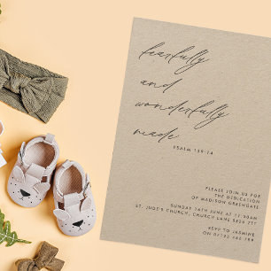Script Psalm 139 Kraft Baby Dedication Invitation