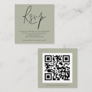 Script QR Code Soft Sage Green Wedding RSVP Enclosure Card