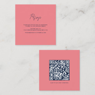 Script QR Code Wedding RSVP Square Business Card