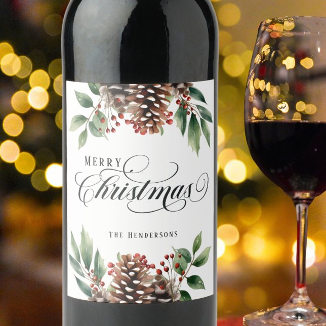 Script red green Christmas   Wine Label (Creator Uploaded)
