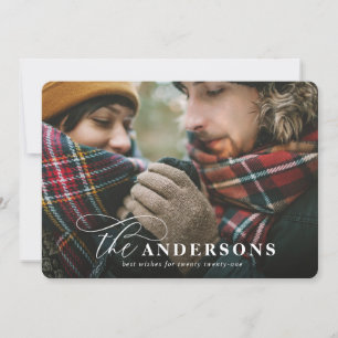 Script red plaid photo card