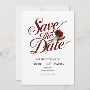 Script Red Rose Wedding Save The Date