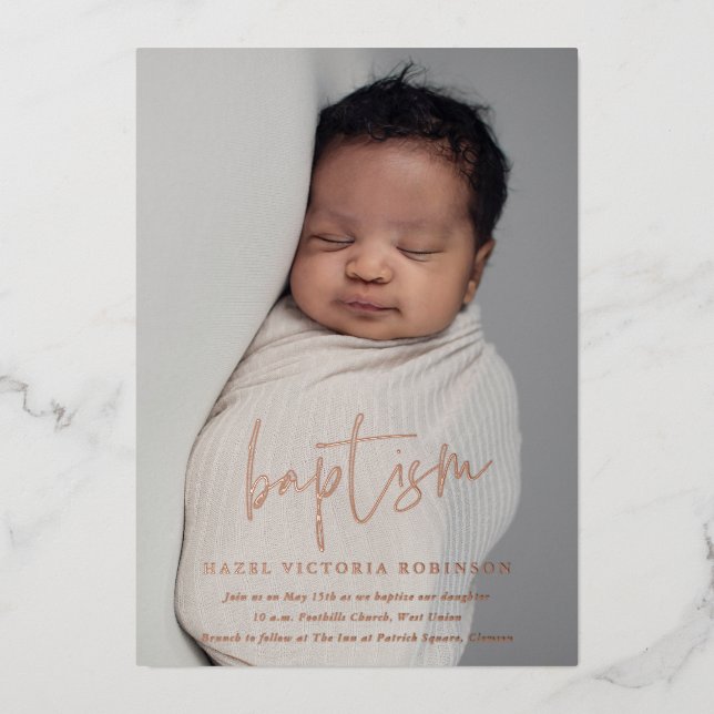 Script Rose Gold Religious Baptism & Christening (Front)