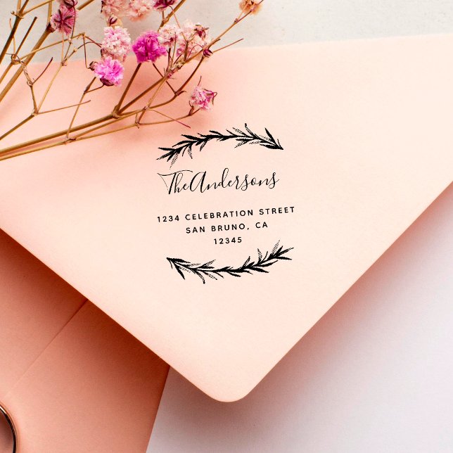 Script & Rosemary | Botanical Return Address Rubber Stamp (Creator Uploaded)