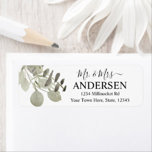 Script Sage Green Wedding Return Address