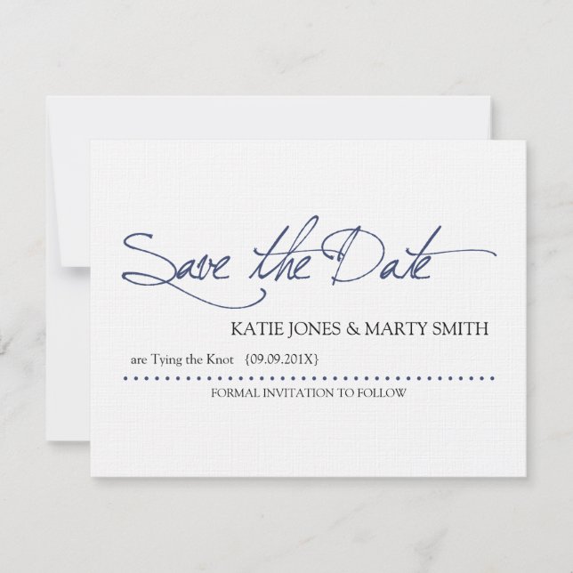Script Save the Date Announcement  |  Navy Blue (Front)