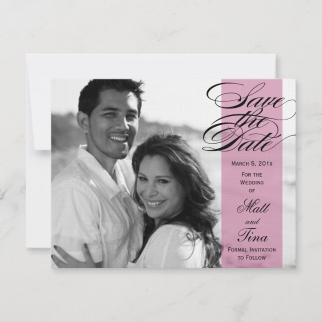 Script Save the Date Photo Announcement - Purple (Front)