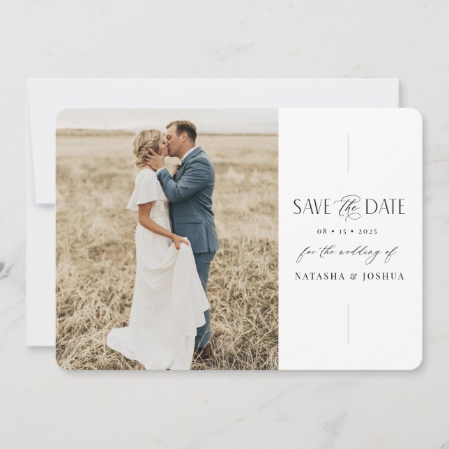 Script Save The Date Photo Card Minimal Wedding  (Front)