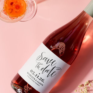 Script Save the date Sparkling Wine Label
