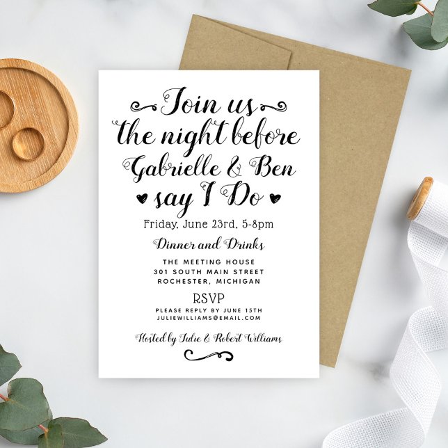 Script Say I Do Wedding Rehearsal Dinner Invitation (Creator Uploaded)