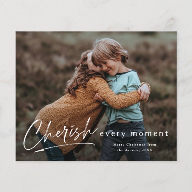 Script Script Cherish Budget Photo Christmas Card (Front)