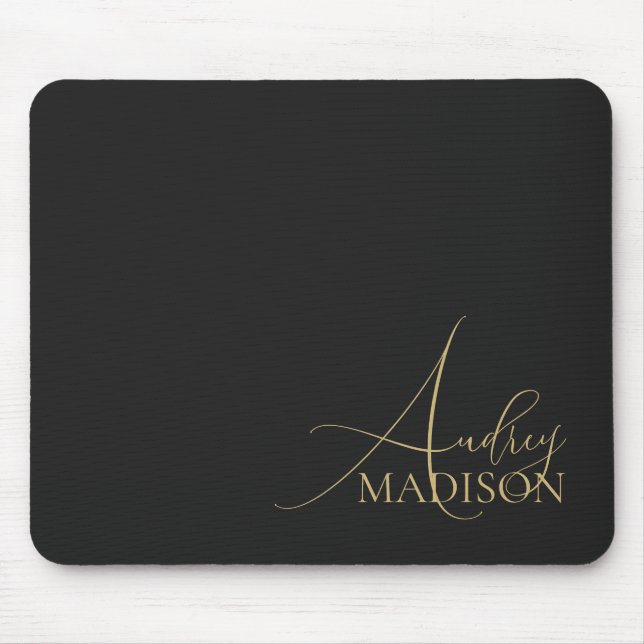 Script Serif Name Black Mouse Mat (Front)