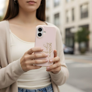 Script Serif Name Blush Pink iPhone 16 Case