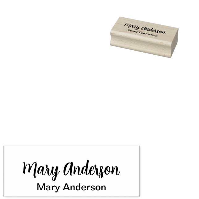Script Signature and Printed Name Template Rubber Stamp (Stamped)