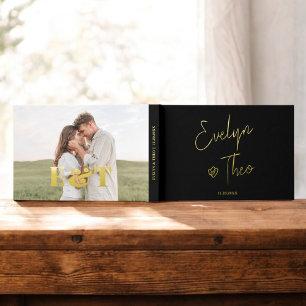 Script Signature Elegant Black Wedding Guest Book