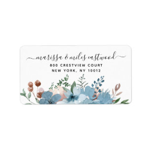 Script Signature Floral Return Address Label