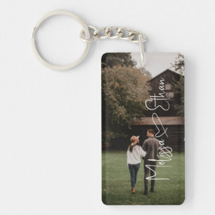 Script Signature Hear Photo Key Ring