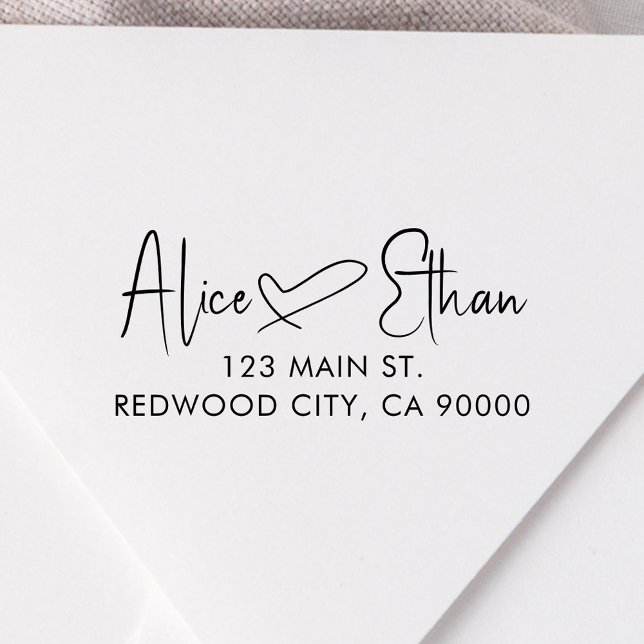 Script Signature Heart Return Address Self-inking Stamp (Creator Uploaded)