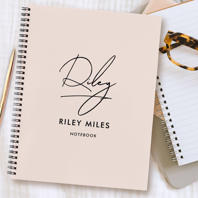Script Signature Monogram Blush Pink Modern Chic Notebook (Creator Uploaded)