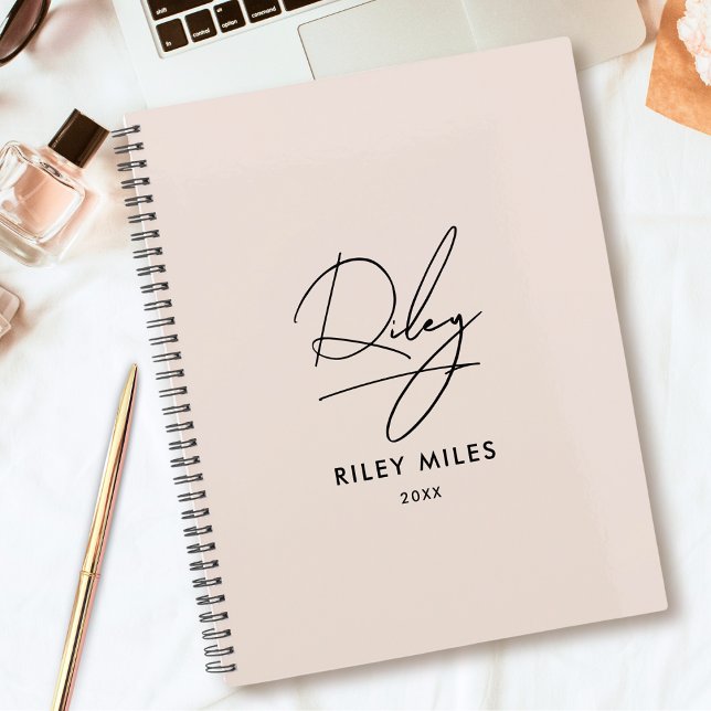 Script Signature Monogram Blush Pink Modern Chic Planner (Creator Uploaded)