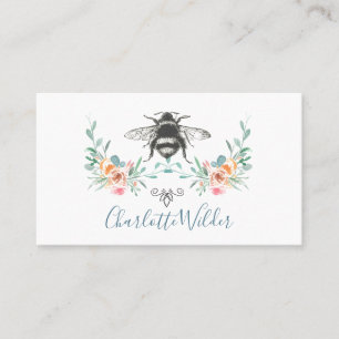 Script Signature Personalised Bee Floral Calling Card