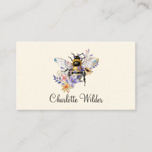 Script Signature Personalised Bee Floral  Calling Card