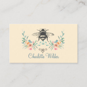 Script Signature Personalised Bee Floral  Calling Card