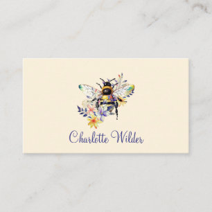 Script Signature Personalised Bee Floral  Calling Card