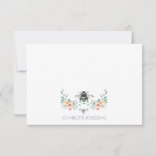 Script Signature Personalised Bee Floral Card
