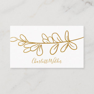 Script Signature Personalised Gold Foliage Calling Card