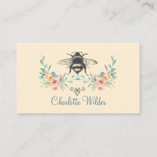 Script Signature Personalized Bee Floral  Calling Card