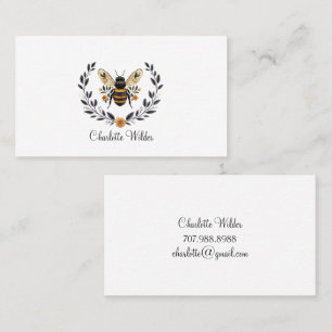 Script Signature Personalized Bee Floral Calling Card